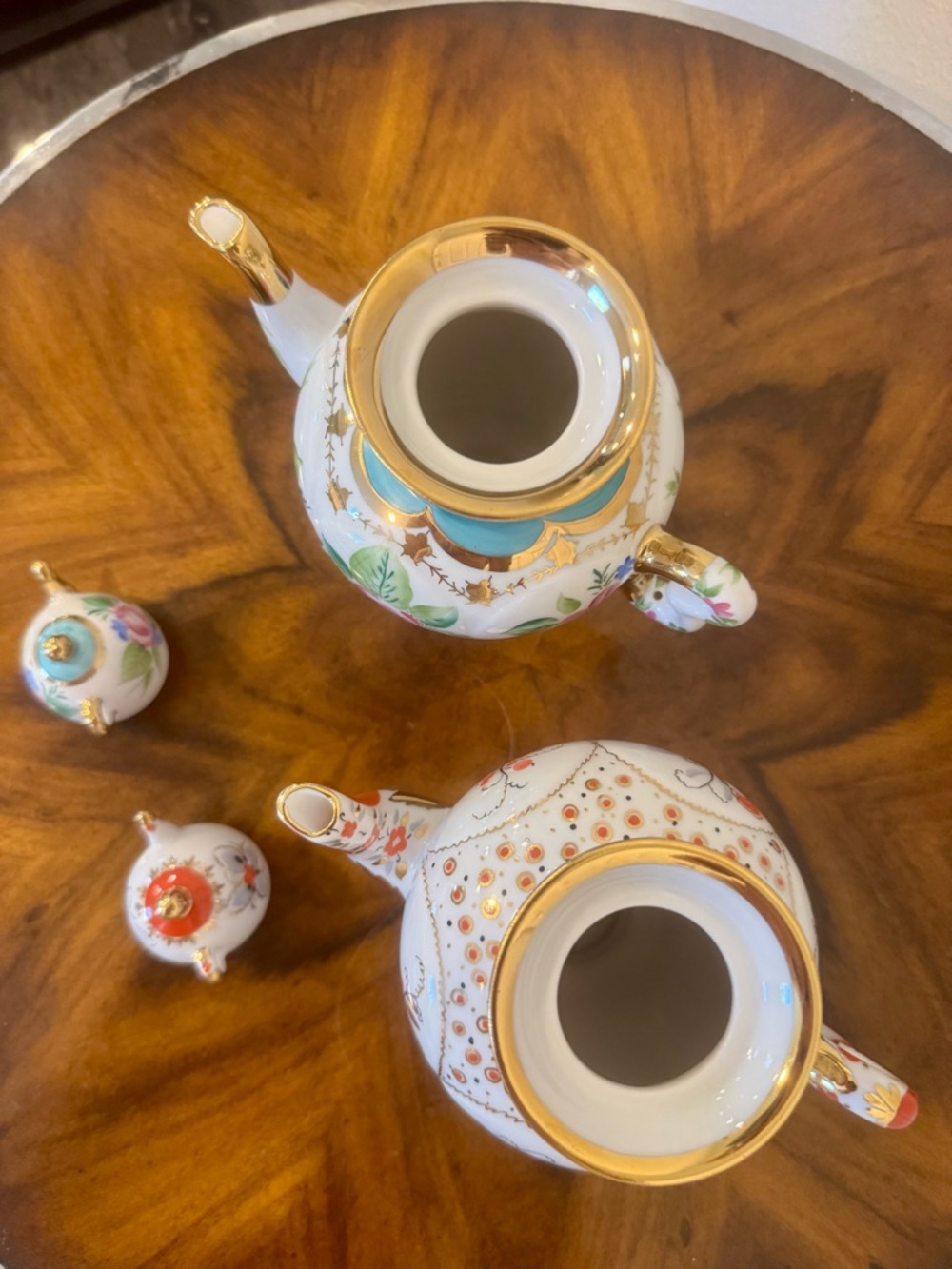 2 Russian Lomonosov Hand Painted Porcelain Tea Pots Imperial Porcelain Factory - Picture 10 of 14